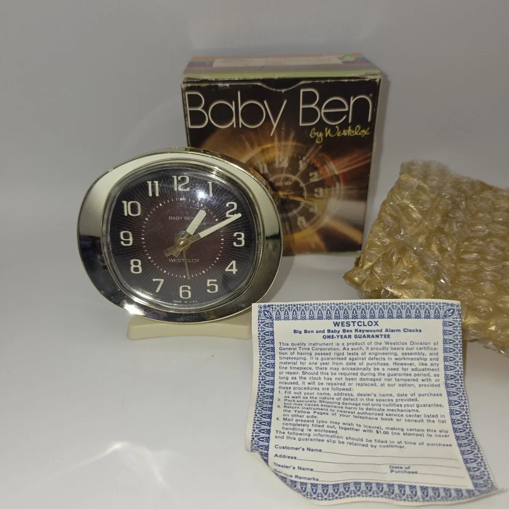 Vintage 1960s Westclox Baby Ben Alarm Clock With Original Box Made In USA